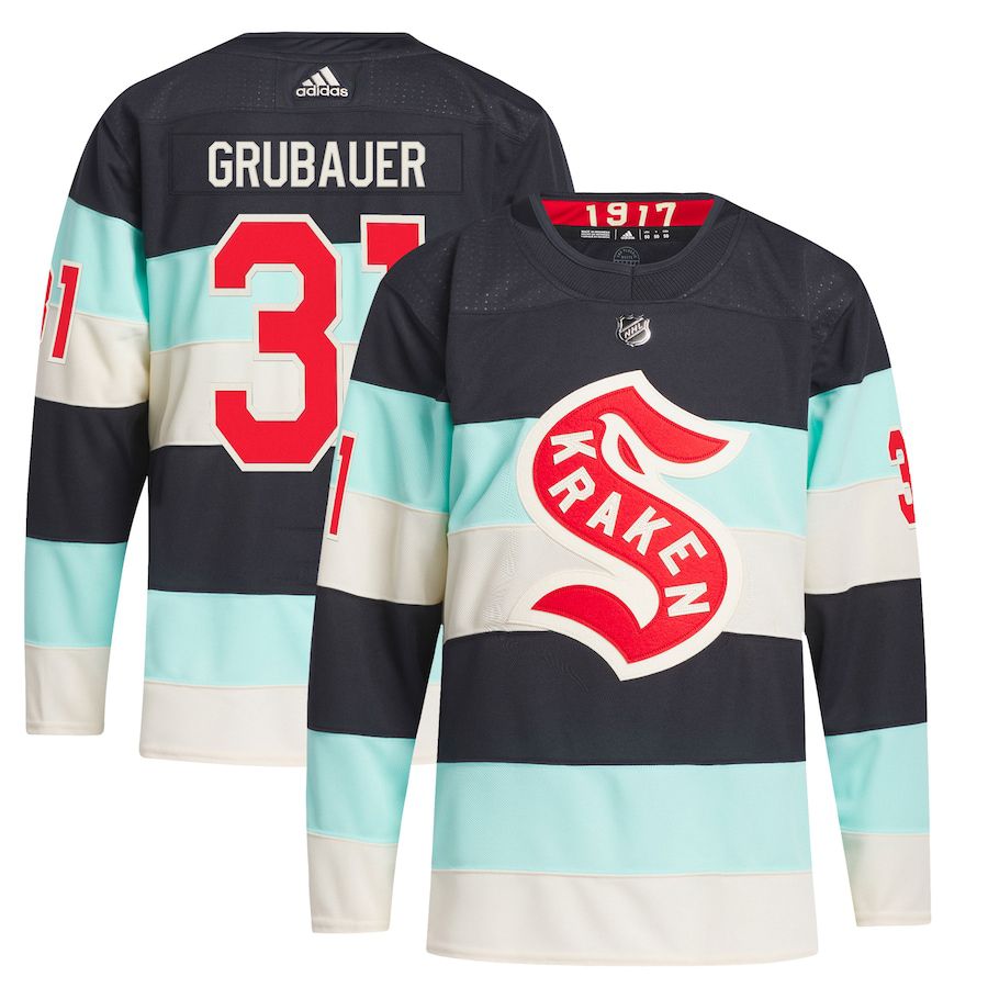 Men Seattle Kraken #31 Philipp Grubauer adidas Deep Sea Blue 2024 NHL Winter Classic Primegreen Authentic Player Jersey->->NHL Jersey
